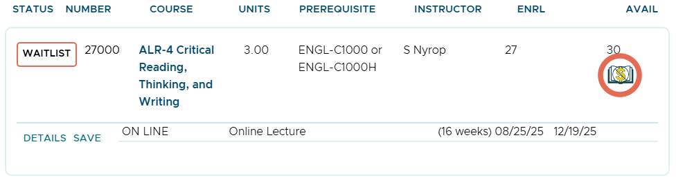 ZTC/LTC classes are labeled in the class finder