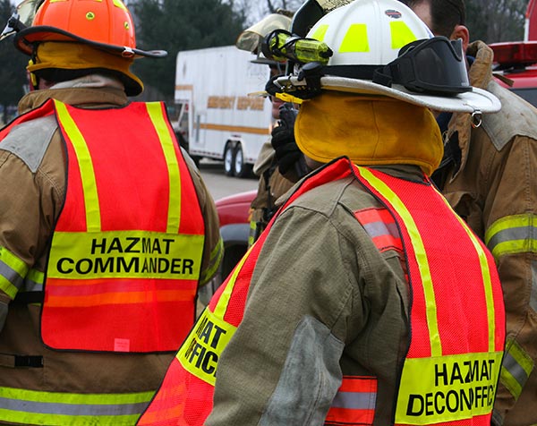 Photo of hazmat commanders in high visibility vests