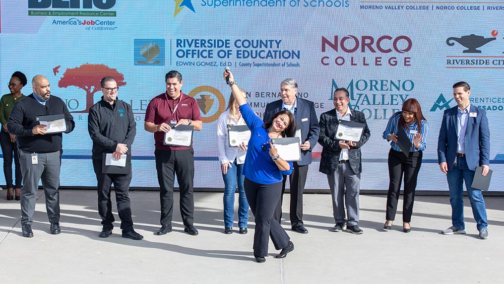 Rosalinda Rivas gathered with apprenticeship and workforce partners