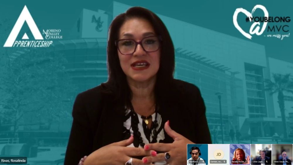 Screenshot of Rosalinda Rivas speaking over Zoom