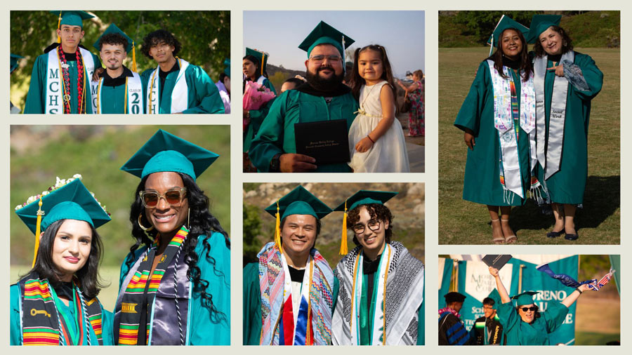 A collage of photos showing graduates from the class of 2025 in regalia