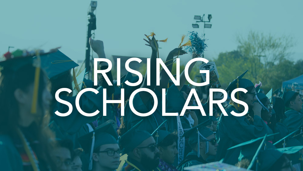 Rising Scholars headline over photos of graduates