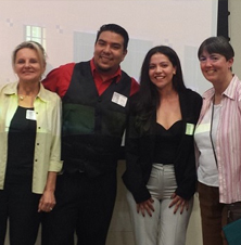 Danilo Noguera and Stephanie Lara, former MVC students, stand with two professors