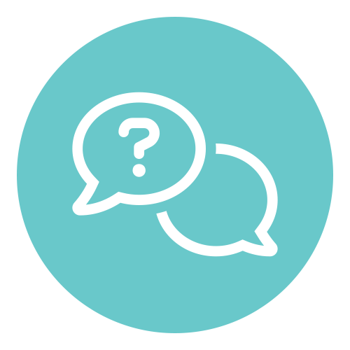 Icon of a chat bubble containing a question mark