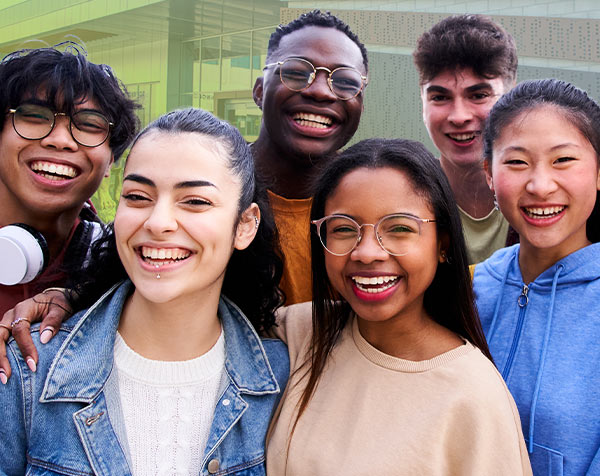 A group of diverse, happy Students